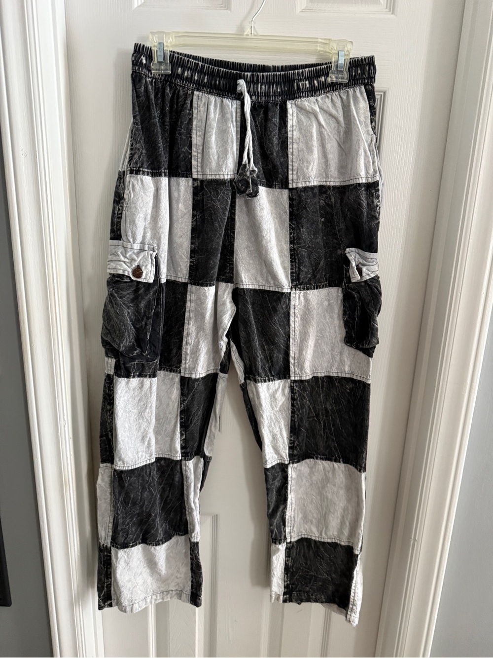 Rising International Black & White Checkerboard Cargo Pants XL